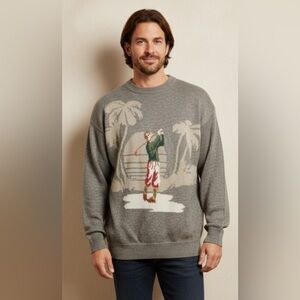 BOBBY JONES Vintage Cotton Hand Intarsia Knit Golf Golfer Crewneck Sweater M’s M